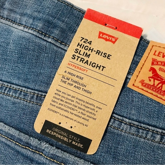 NWT Levi’s 724 High Rise Slim Straight Jeans Women’s Plus Size 22W 22 3X - Picture 3 of 10